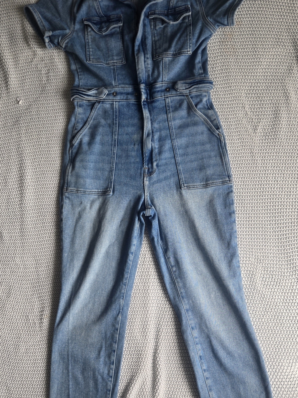 Good American Light Blue Denim Utility Jumpsuit